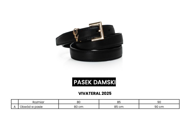 Pasek damski OLAVOGA VIVATERAL 2025 czerń - 85 cm