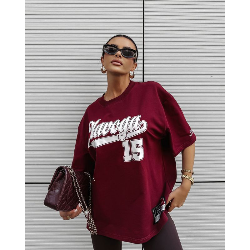T-shirt damski OLAVOGA BULLYS 2025 burgund - FashionPlace - 1