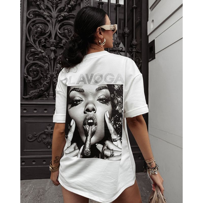 T-shirt damski OLAVOGA SIGAR 2025 ecru - FashionPlace - 1