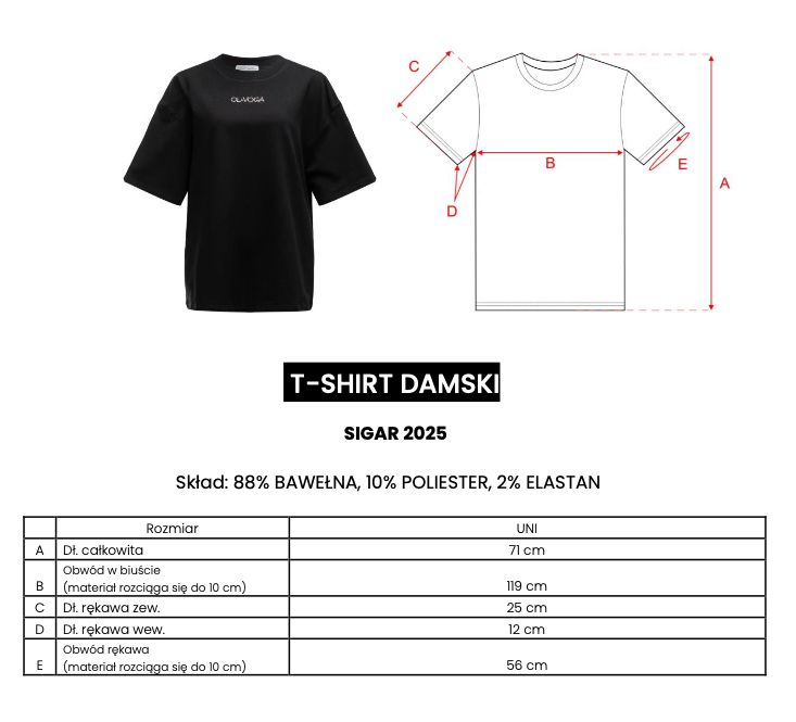 T-shirt damski OLAVOGA SIGAR 2025 czerń