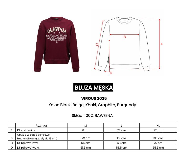 Bluza męska OLAVOGA VIROUS 2025 burgund