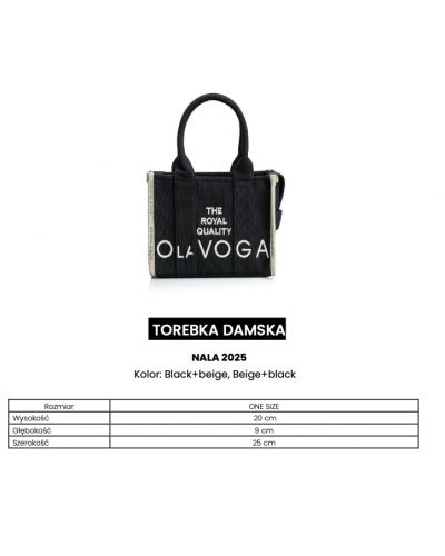 Torebka damska OLAVOGA NALA 2025 beż+czerń - FashionPlace - 7