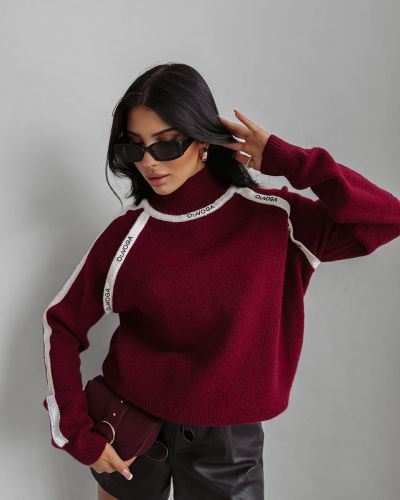 Sweter damski OLAVOGA WINTOR 2025 burgund - FashionPlace - 3