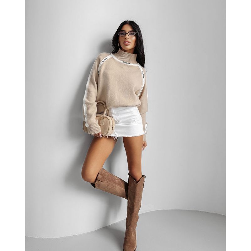 Sweter damski OLAVOGA WINTOR 2025 beż - FashionPlace - 1