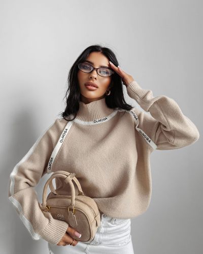 Sweter damski OLAVOGA WINTOR 2025 beż - FashionPlace - 3