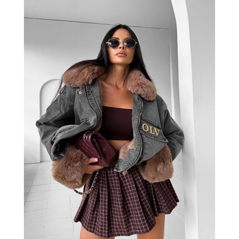 Kurtka damska OLAVOGA MONDEO 2025 ciemny szary - FashionPlace - 1
