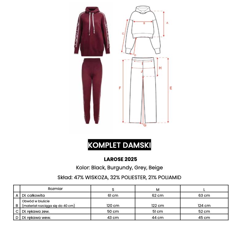 Komplet damski OLAVOGA LAROSE 2025 burgund