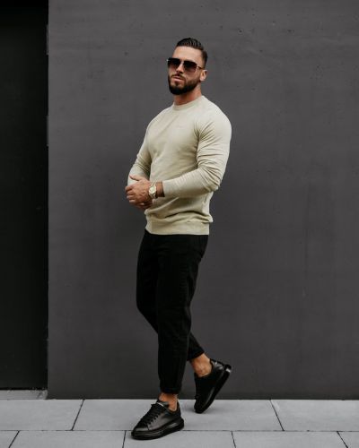 Sweter męski OLAVOGA MEW 2025 oliwkowy - FashionPlace - 2