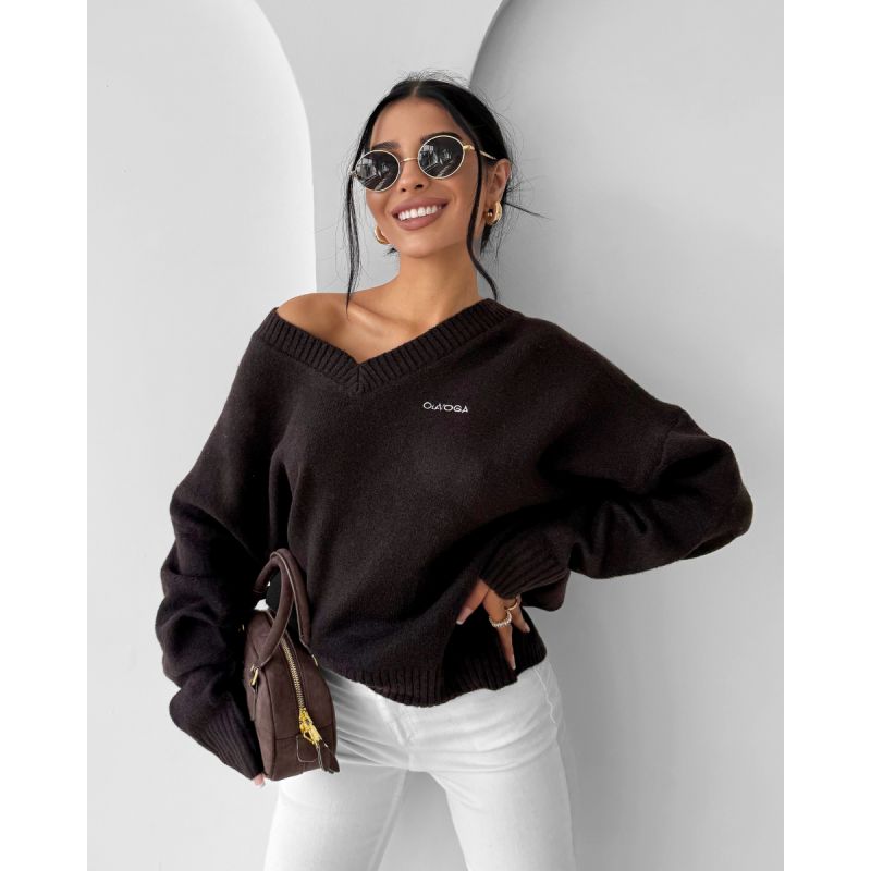 Sweter damski OLAVOGA ZOTO 2025 brąz - FashionPlace - 1