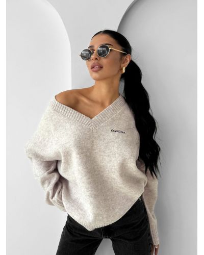 Sweter damski OLAVOGA ZOTO 2025 beż - FashionPlace - 4