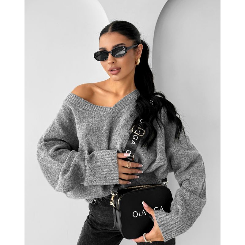Sweter damski OLAVOGA ZOTO 2025 szary - FashionPlace - 1