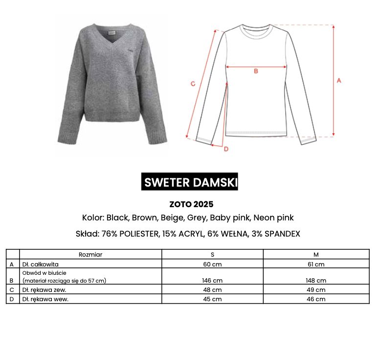 Sweter damski OLAVOGA ZOTO 2025 szary