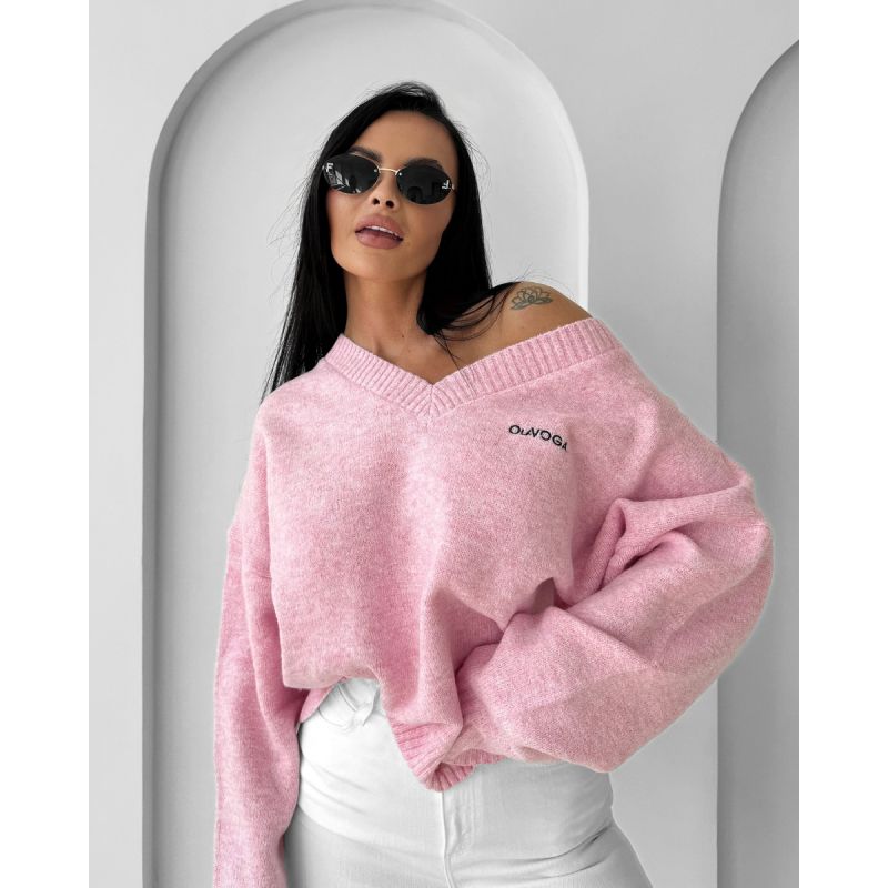 Sweter damski OLAVOGA ZOTO 2025 baby pink - FashionPlace - 1
