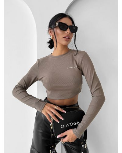 Bluzka damska OLAVOGA SAE 2025 ciemny beż - FashionPlace - 2