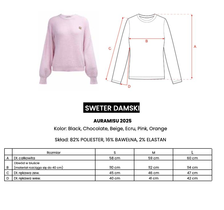 Sweter damski OLAVOGA AURAMISU 2025 pomarańcz
