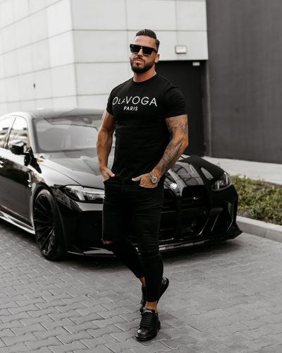 T-shirt męski OLAVOGA KOBRA 2025 czerń - FashionPlace - 1
