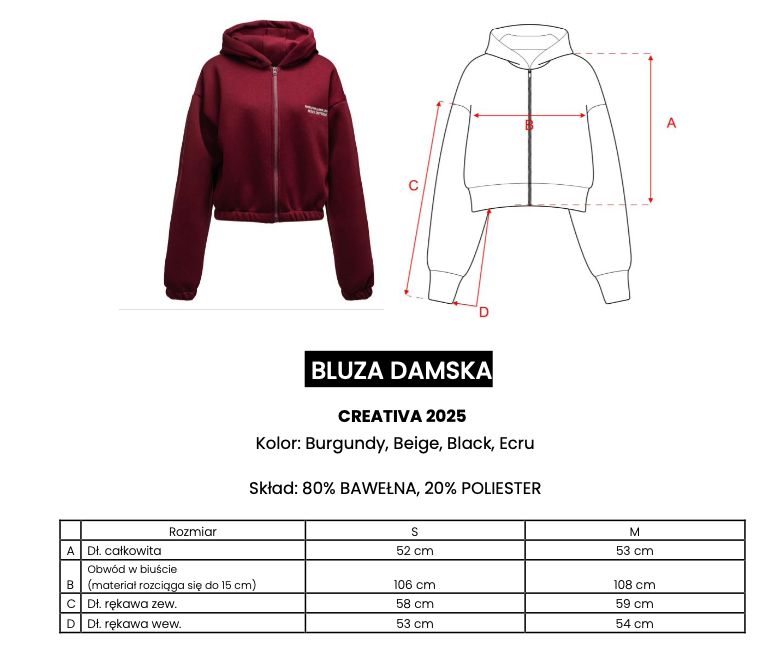 Bluza damska OLAVOGA CREATIVA 2025 burgund