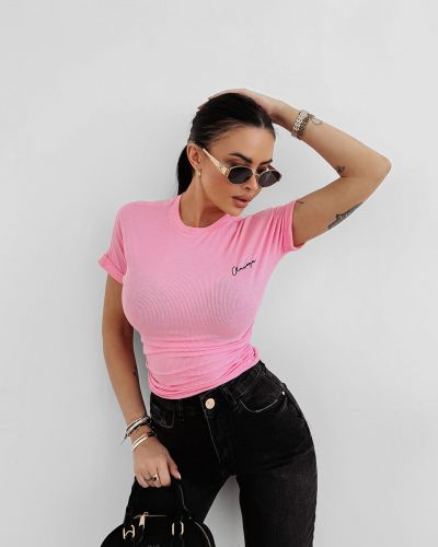 T-shirt damski OLAVOGA BASIC FIOERY 2025 róź - FashionPlace - 1