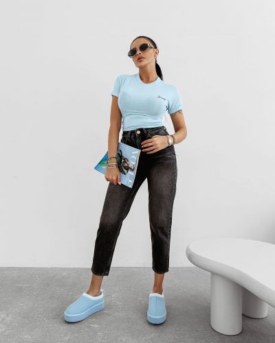 T-shirt damski OLAVOGA BASIC FIOERY 2025 niebieski - FashionPlace - 3