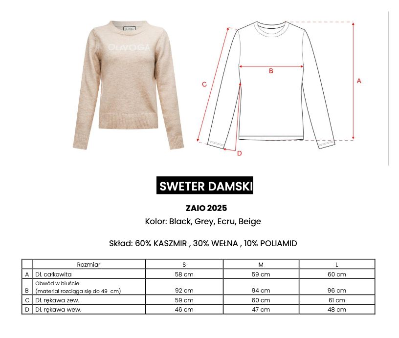 Sweter damski OLAVOGA ZAIO 2025 ecru