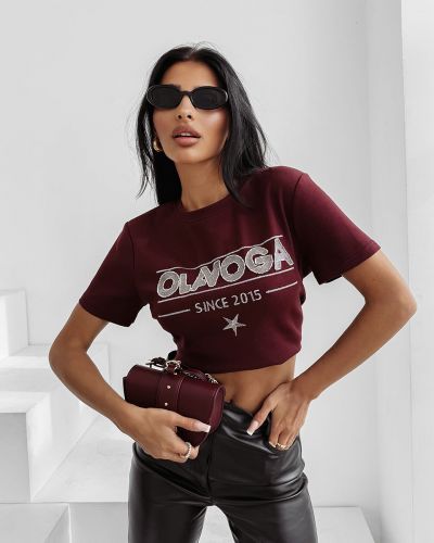 T-shirt damski OLAVOGA BLACK PRINCE 2025 burgund - FashionPlace - 2