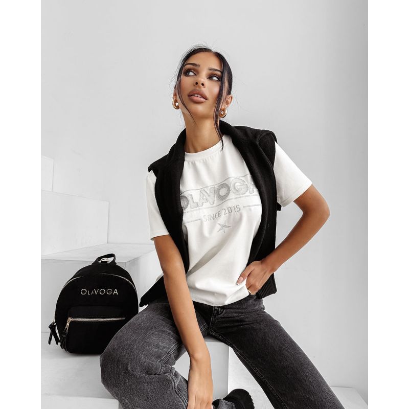 T-shirt damski OLAVOGA BLACK PRINCE 2025 ecru - FashionPlace - 1
