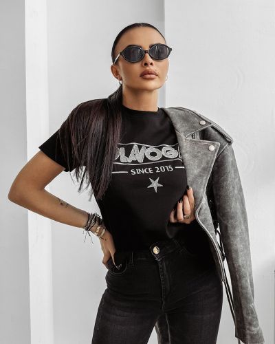 T-shirt damski OLAVOGA BLACK PRINCE 2025 czerń - FashionPlace - 1
