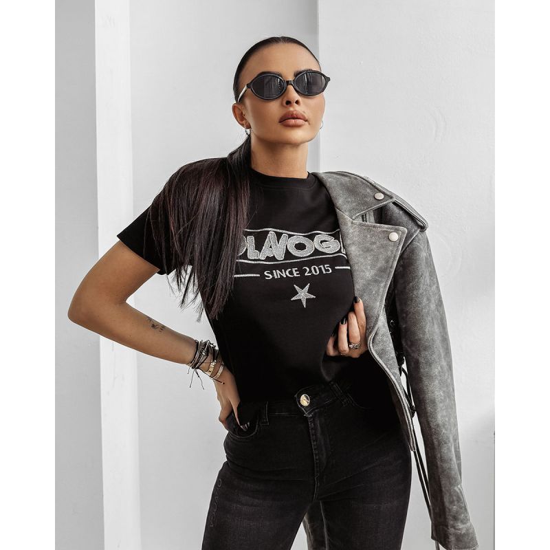 T-shirt damski OLAVOGA BLACK PRINCE 2025 czerń - FashionPlace - 1