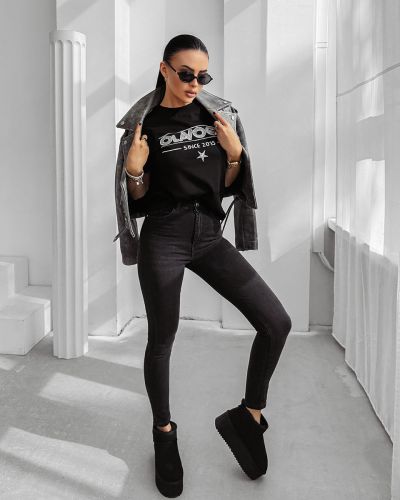 T-shirt damski OLAVOGA BLACK PRINCE 2025 czerń - FashionPlace - 2