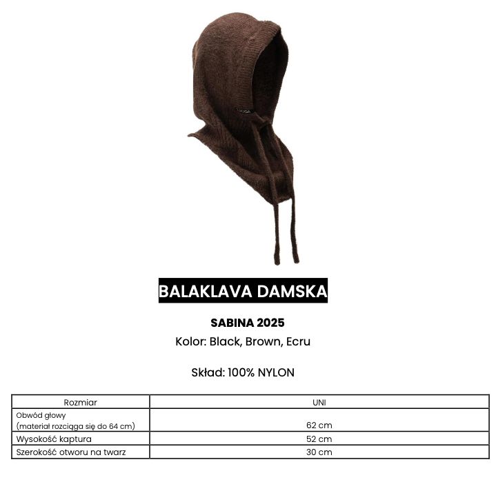 Balaklava damska OLAVOGA SABINA 2025 brąz