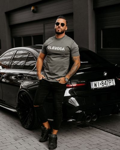 T-shirt męski OLAVOGA REAL 2025 grafit - FashionPlace - 1
