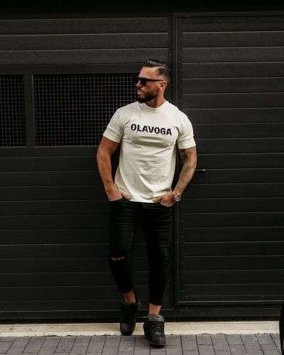 T-shirt męski OLAVOGA REAL 2025 ecru - FashionPlace - 1