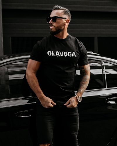 T-shirt męski OLAVOGA REAL 2025 czerń - FashionPlace - 1