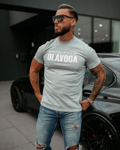 T-shirt męski OLAVOGA ZOAN 2025 jasny szary - FashionPlace - 1
