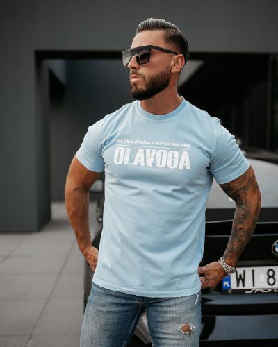 T-shirt męski OLAVOGA ZOAN 2025 jasny niebieski - FashionPlace - 1