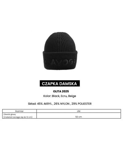 Czapka damska OLAVOGA OLITA 2025 czerń - FashionPlace - 3