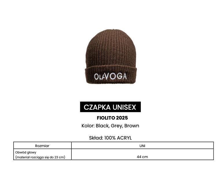 Czapka UNISEX OLAVOGA FIOLITO 2025 brąz