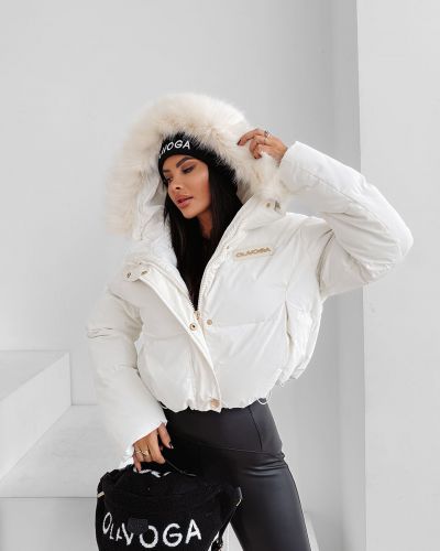 Kurtka damska OLAVOGA PUFY 2025 ecru - FashionPlace - 1