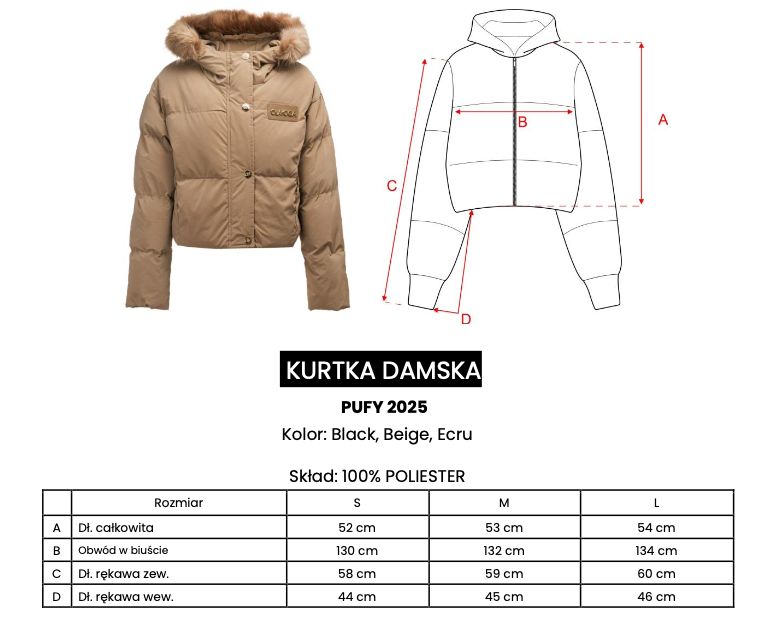 Kurtka damska OLAVOGA PUFY 2025 ecru