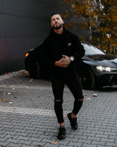 Sweter męski OLAVOGA FOLNEL 2025 czerń - FashionPlace - 1