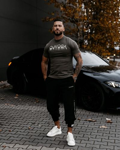 T-shirt męski OLAVOGA CUON 2025 grafit - FashionPlace - 1