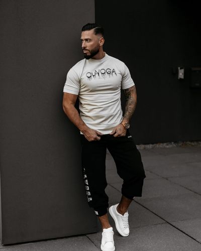 T-shirt męski OLAVOGA CUON 2025 beż - FashionPlace - 3
