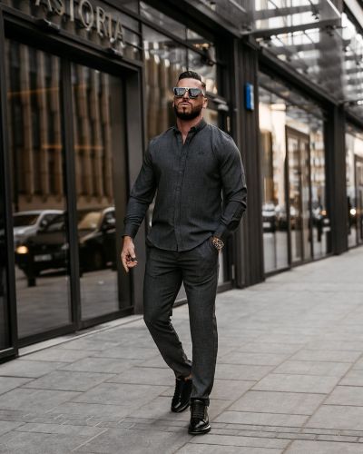 Komplet męski OLAVOGA VIRETIO 2025 ciemno szary - FashionPlace - 1