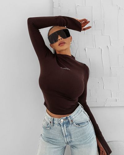 Bluzka damska OLAVOGA AUTUMN 2025 brąz - FashionPlace - 1