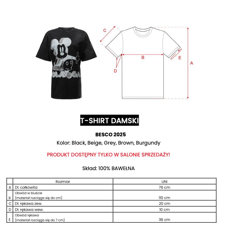 T-shirt damski OLAVOGA BESCO 2025 brąz