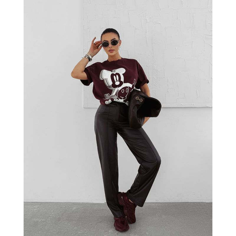 T-shirt damski OLAVOGA BESCO 2025 burgund - FashionPlace - 1