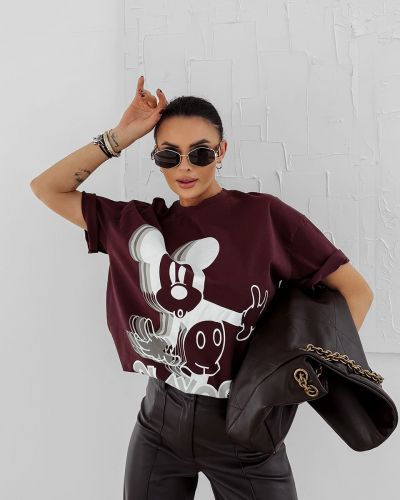 T-shirt damski OLAVOGA BESCO 2025 burgund - FashionPlace - 2