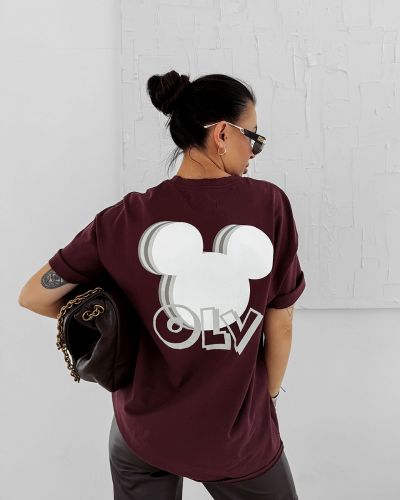 T-shirt damski OLAVOGA BESCO 2025 burgund - FashionPlace - 3