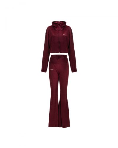 Komplet damski OLAVOGA VELVET WOOD 2025 burgund - FashionPlace - 5