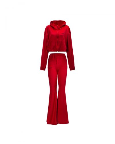 Komplet damski OLAVOGA VELVET WOOD 2025 czerwień - FashionPlace - 3